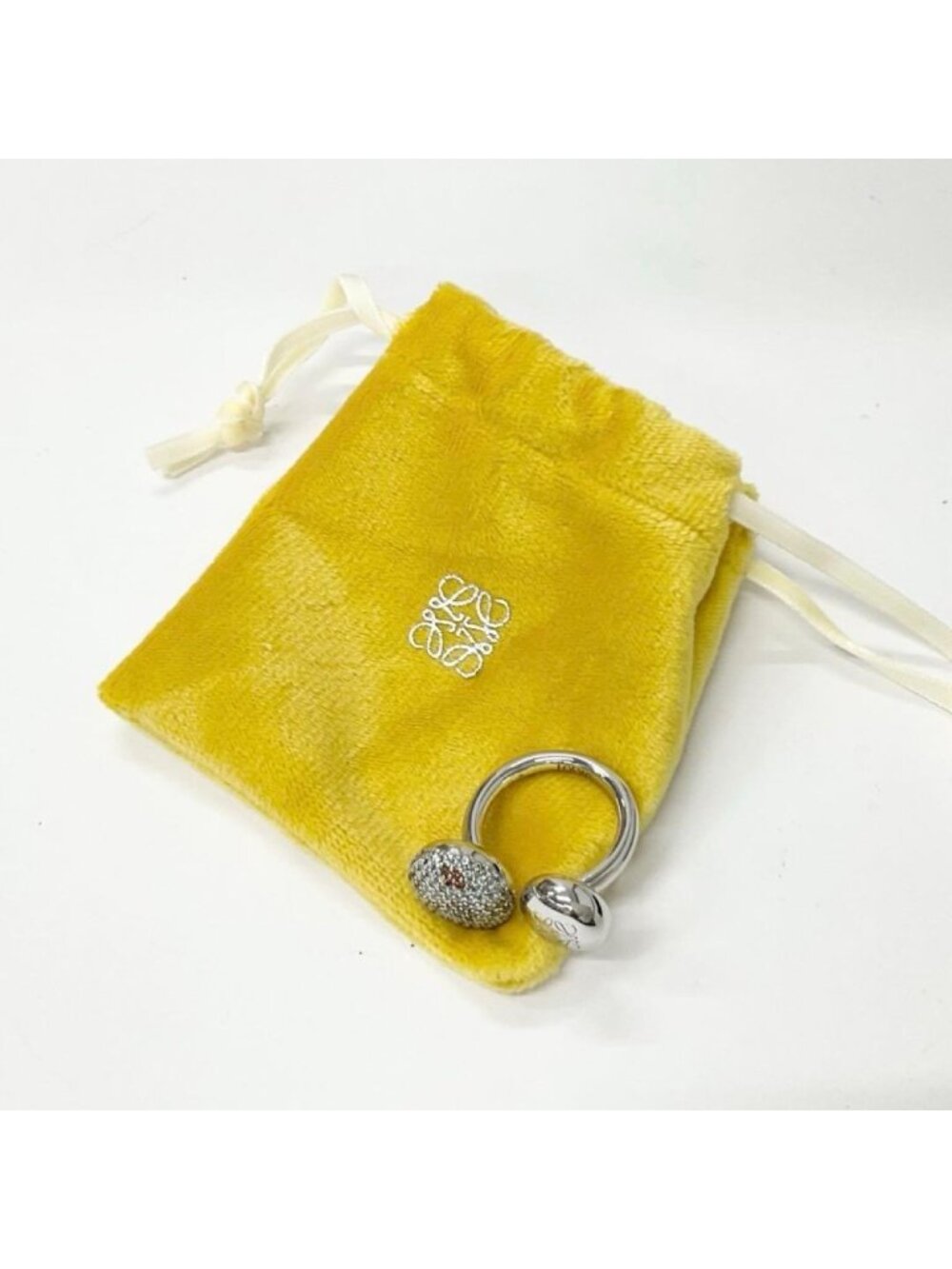 Loewe Anagram Ring Rhinestone Silver - Picture 7 of 7